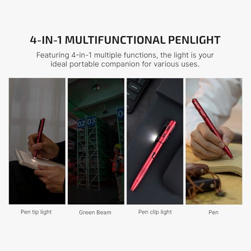 OLIGHT O'Pen 3 4-in-1 Rechargeable Pen Light with Ballpoint Refill, Wine Red