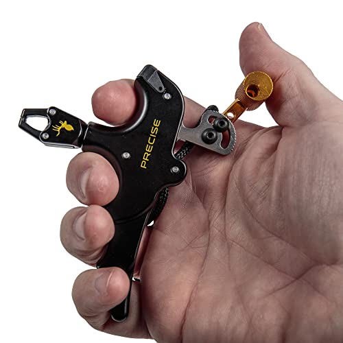 Archery Bow Release 4-Finger T Handle Caliper Style with Wrist Strap