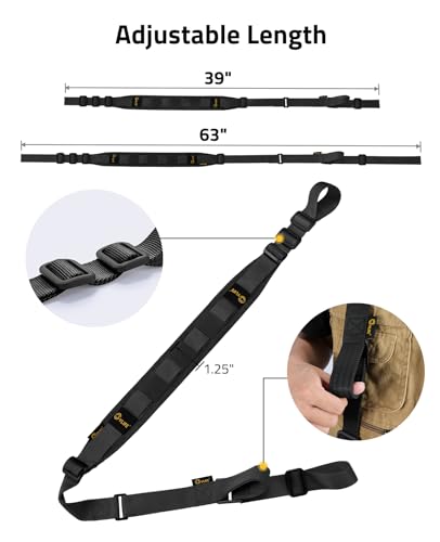 CVLIFE Two Point Rifle Sling with Quick Adjustment & Removable Widened Pad - Black