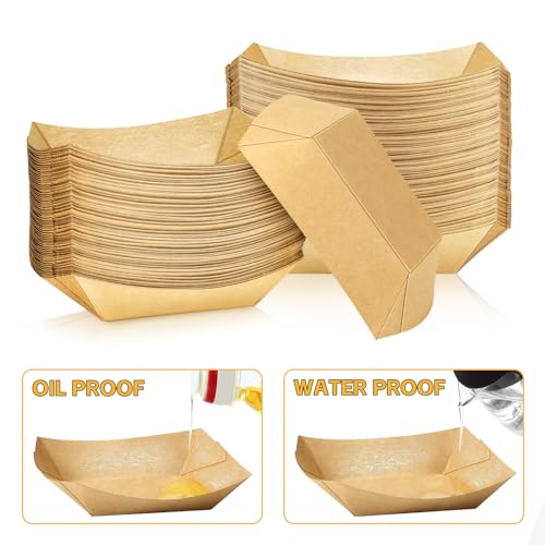200 Pack Mini Kraft Food Boats - 1/4 lb Nacho & Snack Trays Bulk