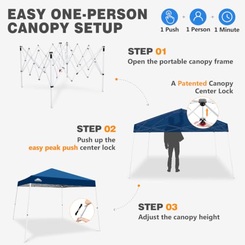 Eagle Peak 10x10 Slant Leg Pop Up Canopy Tent - Dark Blue, Easy Setup
