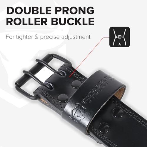Black Medium Leather Weight Lifting Belt 4” Tapered Support for Powerlifting & Gym