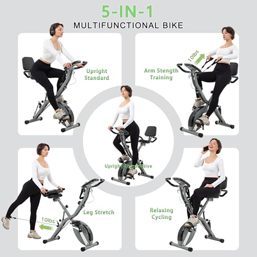 Grey Foldable Indoor Exercise Bike with 16 Resistance Levels & 350LB Capacity