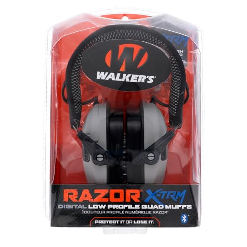 Walker's Razor X-TRM Electronic Shooting Ear Muffs - Bluetooth, One Size, Grey