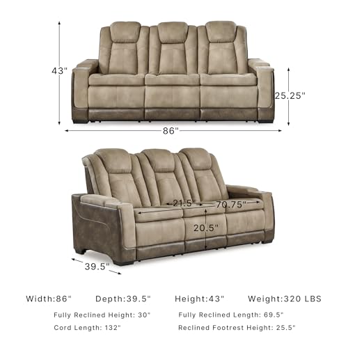 Ashley Signature Design Next-Gen DuraPella Power Reclining Sofa Beige - Sand Variation