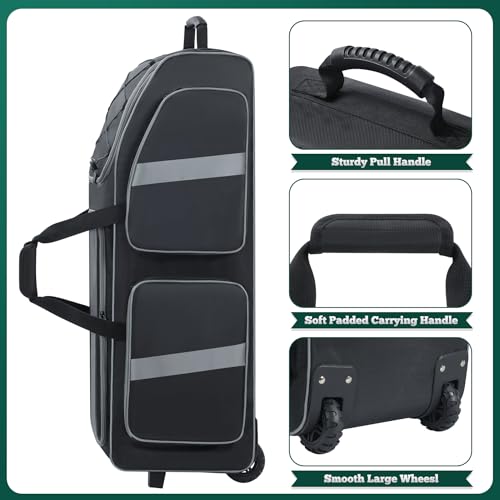 Large Capacity Football Gear Bag with Wheels & Multiple Pockets