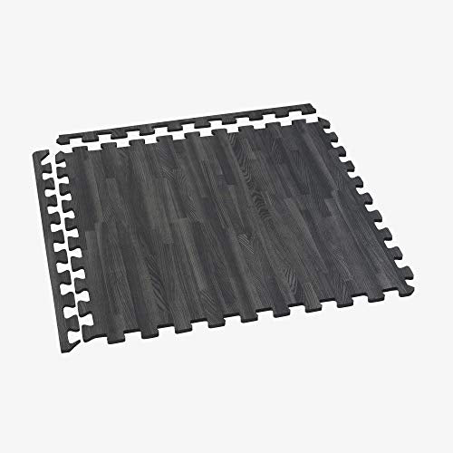 Interlocking Foam Floor Tiles - Wood Grain Anti-Fatigue Mat for Home & Office, 24x24 Inch, 5/8 Inch Thick, 48 Sq Ft
