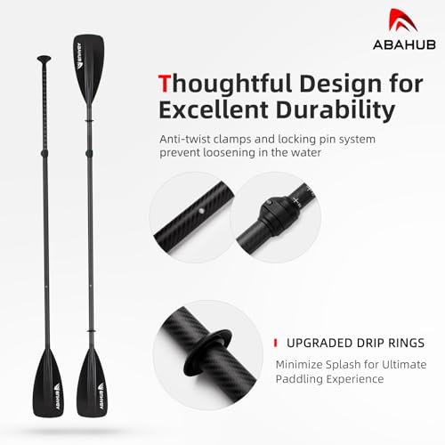 Abahub Black 4-Section Carbon Fiber SUP Kayak Paddle - Lightweight & Adjustable