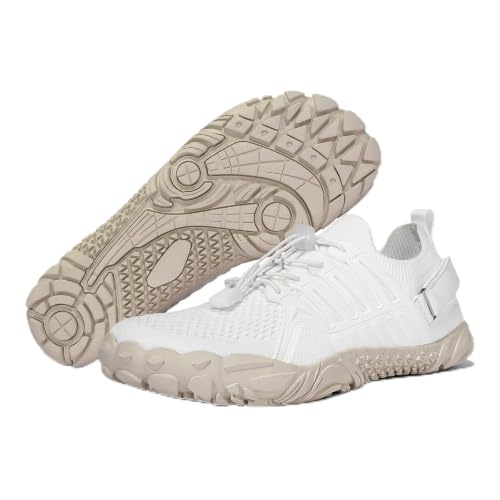 Women's Wide Toe Box Barefoot Trail Running Shoes - White, 8 Wide