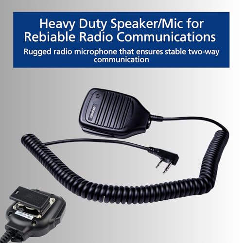 Kenwood KMC-21 Shoulder Microphone for Two-Way Radio - Rugged Speaker with Microphone & 2-Pin Connector