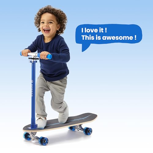 Kids 2-in-1 Skateboard & Lean-to-Steer Scooter with LED Wheels, Adjustable Handlebar
