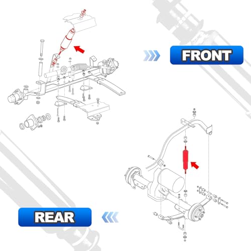 4 Pack Front and Rear Shock Absorbers for EZGO TXT Golf Carts 1994+ Replacement Set