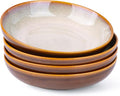 Ceramic Pasta Bowls Set of 4 - 9 Inch, 38oz Large Stoneware, Khaki