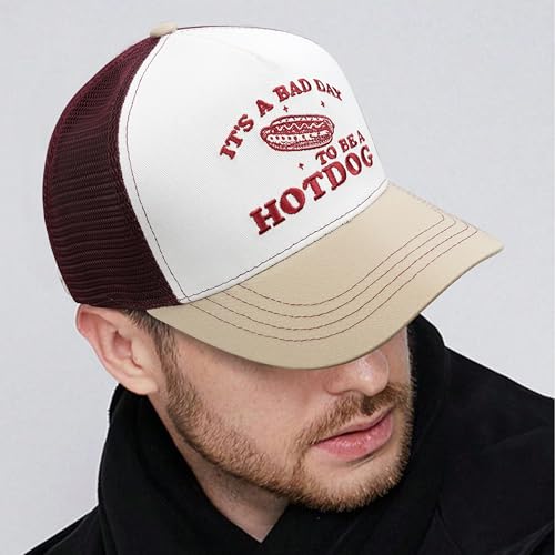 It's a Bad Day to Be a Hotdog Snapback Trucker Hat - Embroidered Mesh Baseball Cap for Men Women