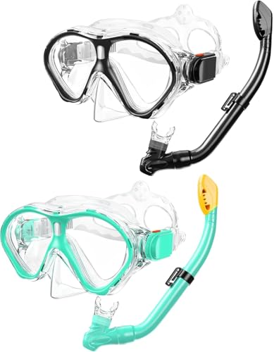 Kids Snorkel Mask Set with Dry Top Snorkel - Panoramic View, Anti-Fog, Leak-Free