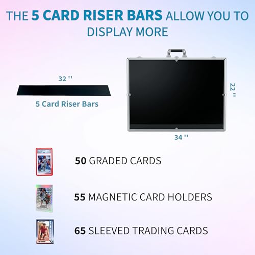 Large Card Display Case for Sports & Trading Cards - 34x22 Inch Aluminum Frame