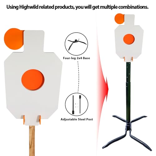 Highwild 12x20 AR500 Steel Shooting Target with Reactive Paddles & Mounting Bracket