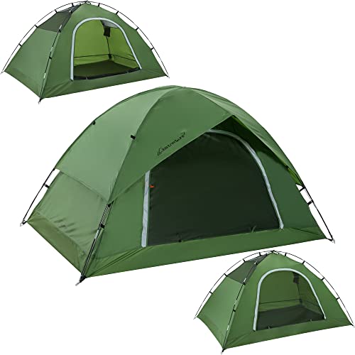 Waterproof 4-Person Camping Tent - Easy Setup for Family & Hiking, Green