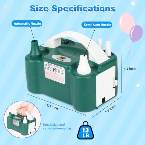 Dark Green Portable Electric Balloon Pump with Dual Nozzles for Party Decorations