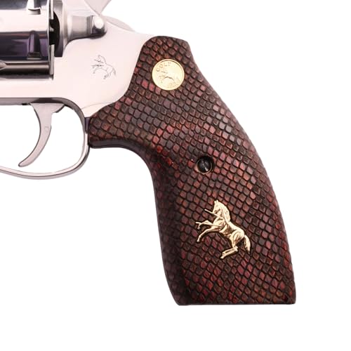 Rosewood Snake Skin Colt Cobra Viper Target Revolver Grips for 2017+ Models - Drop-In Fit, Made in USA