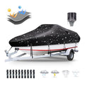 Trailerable Boat Cover 20-22ft, Heavy Duty 1200D Oxford, Black, Fit 20-22 ft Boat with Adjustable Straps