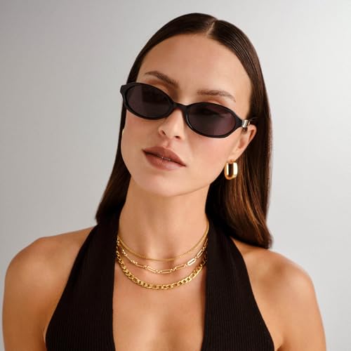 Le Specs Lunita Oval Sunglasses Unisex Black Frame Smoke Lens Y2K Style