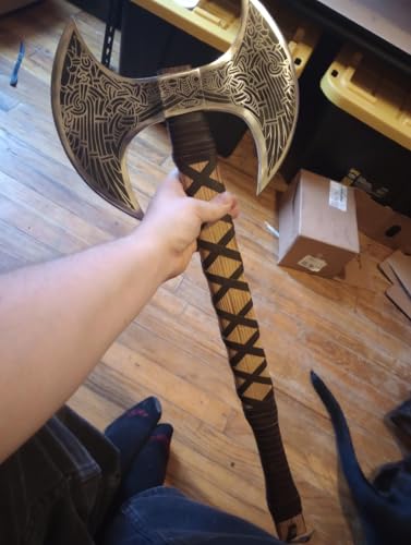 24-Inch Handforged Viking Axe with Double Heads, High Carbon Steel & Rosewood Shaft