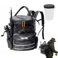 MDSTOP Black Camo Fishing Bucket Backpack with Seat & Tackle Storage