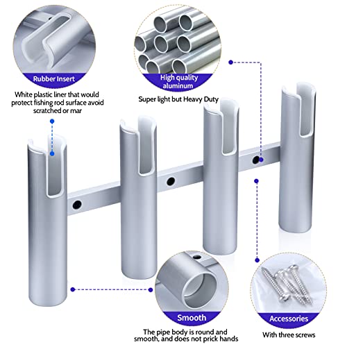 Marinebaby Aluminum Fishing Rod Holder 3/4 Link Tube Pack of 2 - Silver for Boats & Yachts