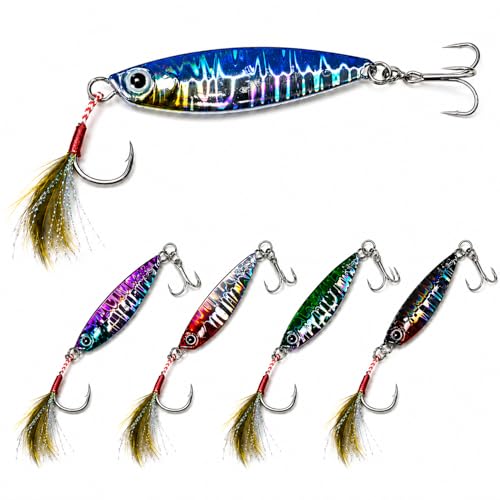 2.16-inch Metal Jig Fishing Lures Set with Box - 0.53oz, For Bass & Trout