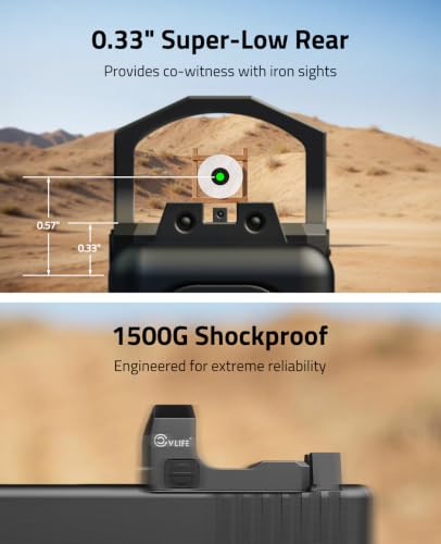 CVLIFE Green Dot Sight 2 MOA for RMR Footprint with Adapter Plates