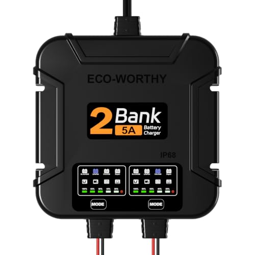 Marine Battery Charger 12V 10A Dual Bank Waterproof Lead-Acid Lithium Repair
