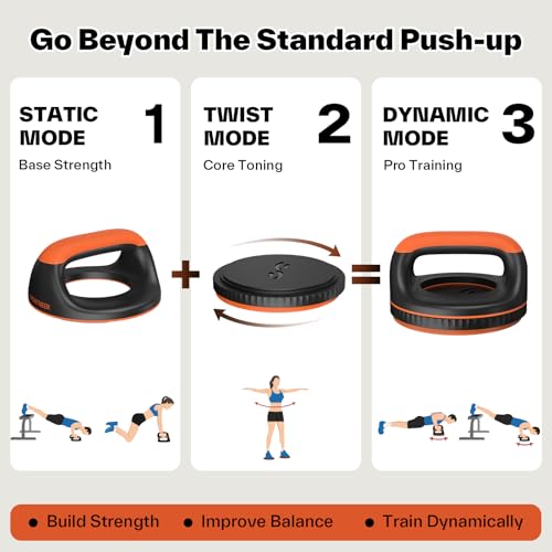 2-in-1 Rotating Push Up Bars with Detachable Handles, 440 lb Capacity