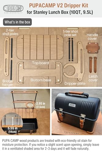 Wooden Coffee Dripper & Accessory Set for Stanley 10qt Lunch Box Camping