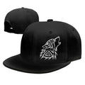 Wolf Snapback Flat Bill Hats, Birthday Gifts for Teen Boy Men Women, Adjustable Cotton Flat Brim Baseball Cap Black