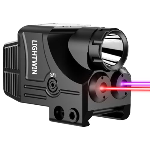 LIGHTWIN 3-in-1 Laser Sight & Flashlight for Pistols, Red & Purple, 800 Lumens, USB Rechargeable, Picatinny Rail Compatible