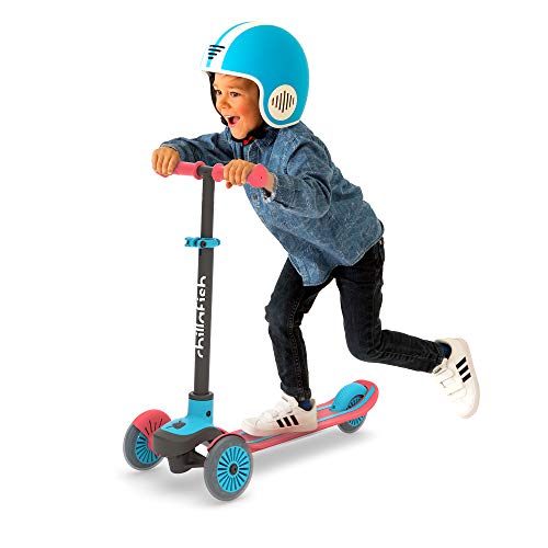 Chillafish Scotti 3-Wheel Lean-to-Steer Scooter with twintip Antislip Deck and Integrated Brake, Adjustable Height Handlebars, Comfy handgrips, for All Ages 3 and up, Red