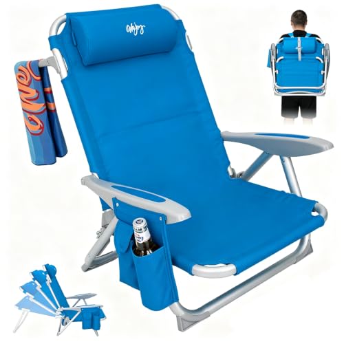 Blue WEJOY Adjustable Reclining Beach Chair for Adults - 4 Positions, Portable & Heavy-Duty