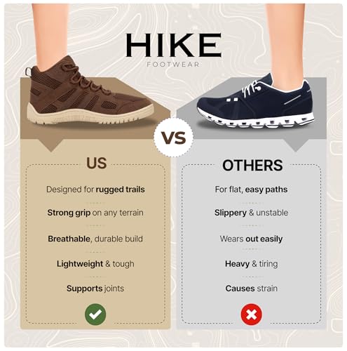 Hike Footwear Canyon Trail Barefoot Hiking Shoes - Wide Toe Box, Zero Drop - Women 8-8.5 / Men 6-6.5, Canyon Brown