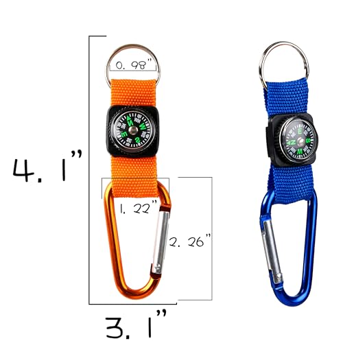 36 Pcs Colorful Carabiner Compass Keychains Kids Toys Outdoor Party Favors