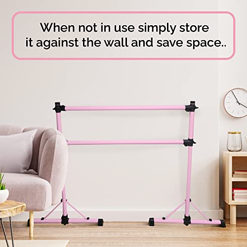 Pink Steel 4 Ft Ballet Barre for Home & Gym - Adjustable & Portable with Carry Bag