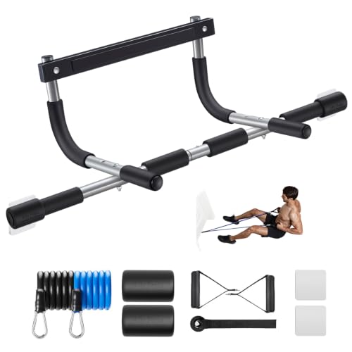 Ally Peaks Silver Pull Up Bar for Doorway - Heavy Duty Steel, Max 440 lbs, Multi-Grip Fitness Trainer