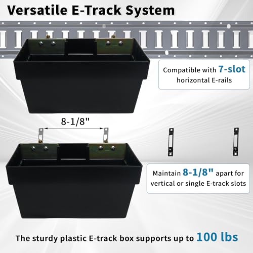 4 Pack E-Track Storage Bins for Truck Trailer Organization Heavy Duty Plastic