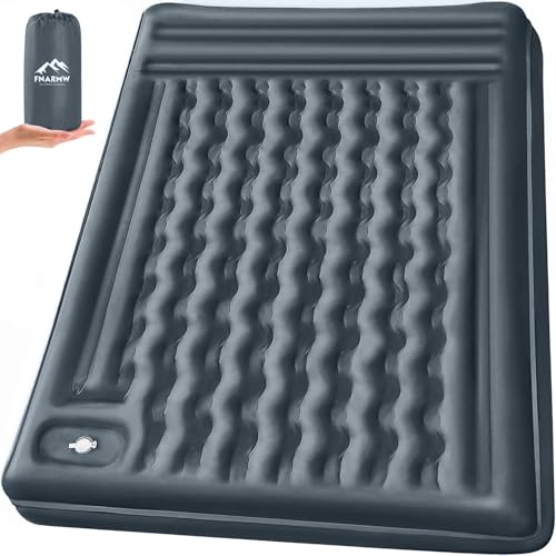 FNARMW Double Camping Sleeping Pad with Pillow & Built-in Foot Pump - Grey