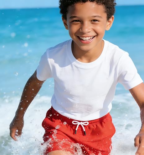 Toddler Boys Swim Trunks 5-6 Years Red Bathing Suit Kids Swimwear - ECGK