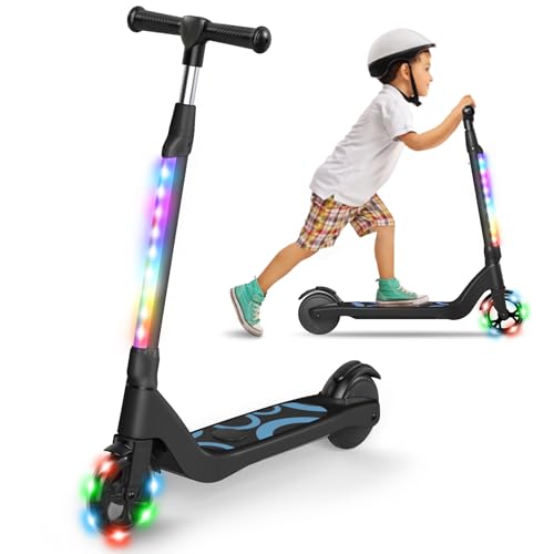 Kids Kick Scooter with LED Light-Up Wheels & Adjustable Handlebar - Ages 6-12