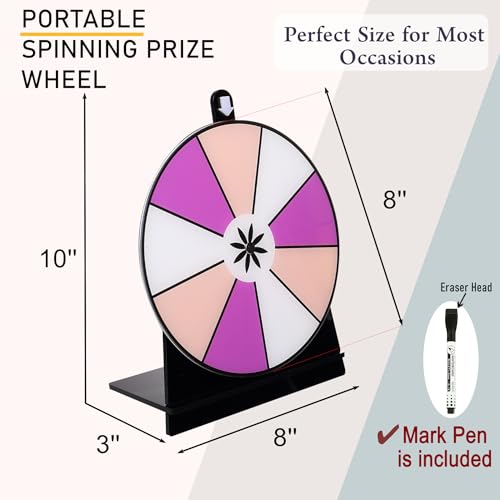 8 Inch Spinning Prize Wheel for Promotions with Stand - Black