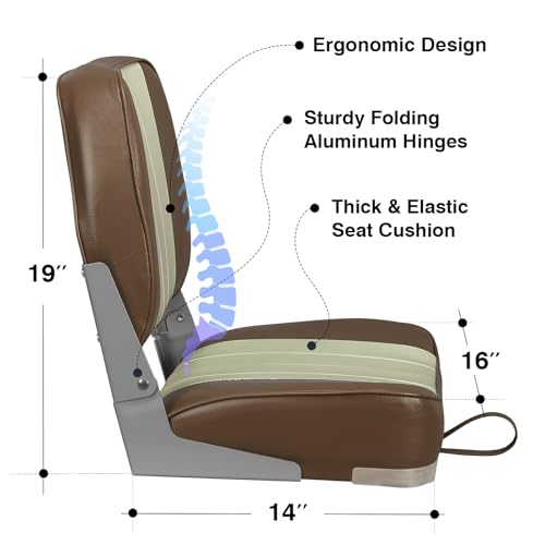 Leader Accessories Brown/Sand Low Back Folding Boat Seat Marine Grade Vinyl