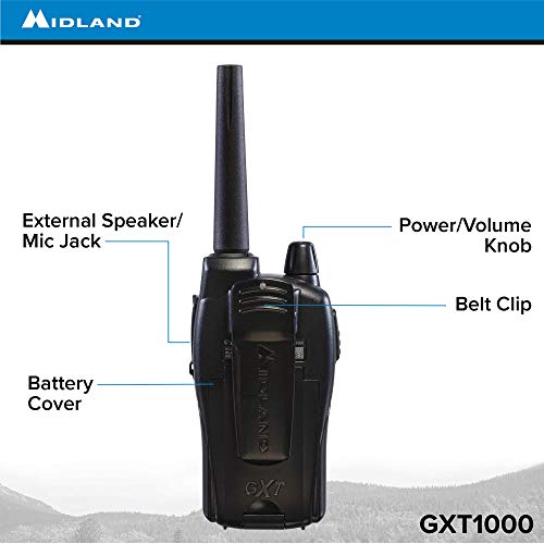 Midland GXT1000VP4 50-Channel GMRS Walkie Talkies 4 Pack, Waterproof 36-Mile Range