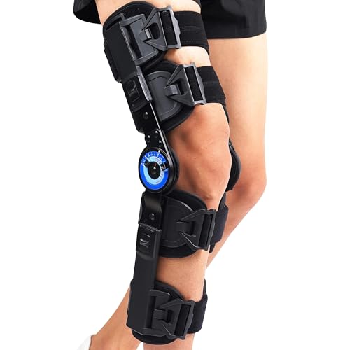 Universal Hinged ROM Knee Brace - Adjustable Post-Op Support for ACL MCL Recovery, Ambidextrous, 19-27 Inches
